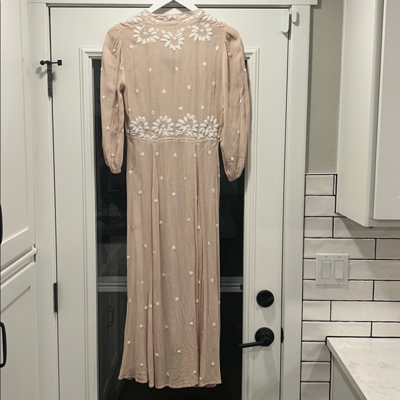 Free People Embroidered Fable Midi Dress Beige XS - Picture 8 of 16